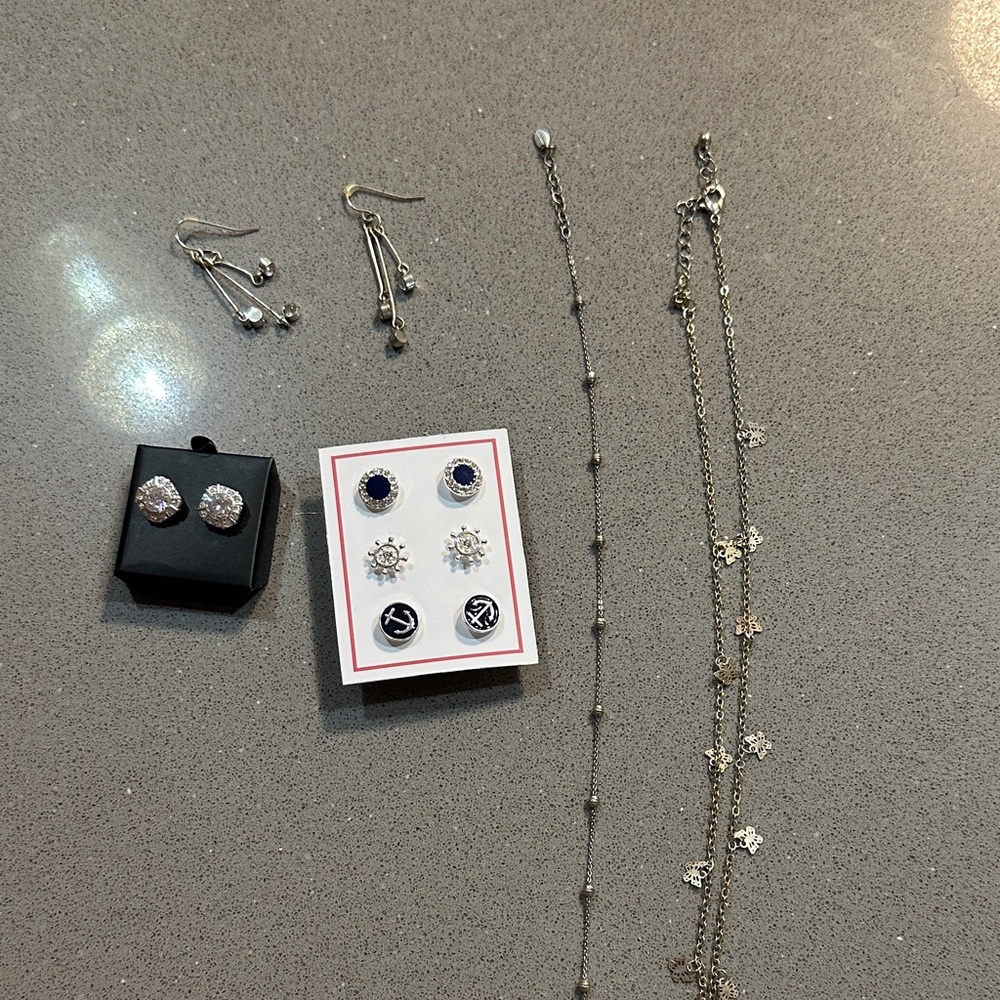Silver and Blue Jewelry Set